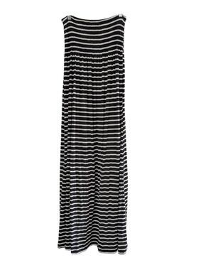 Exist Women's Striped Maxi Dress, Black White, Large, Smocked Top, Jersey Knit